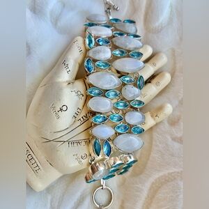 Blue Topaz and Moonstone Big Bracelet